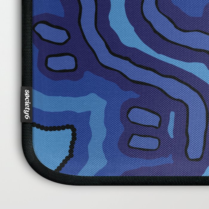 Authentic Aboriginal Art - Blue Campsites Laptop Sleeve Gallery Image 3