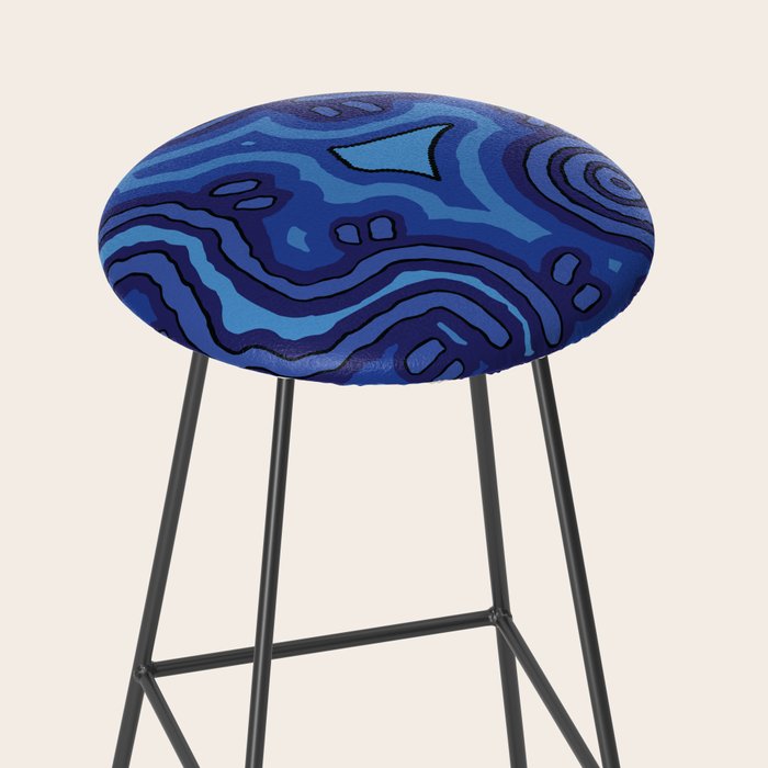 Authentic Aboriginal Art - Blue Campsites Stool Gallery Image 2