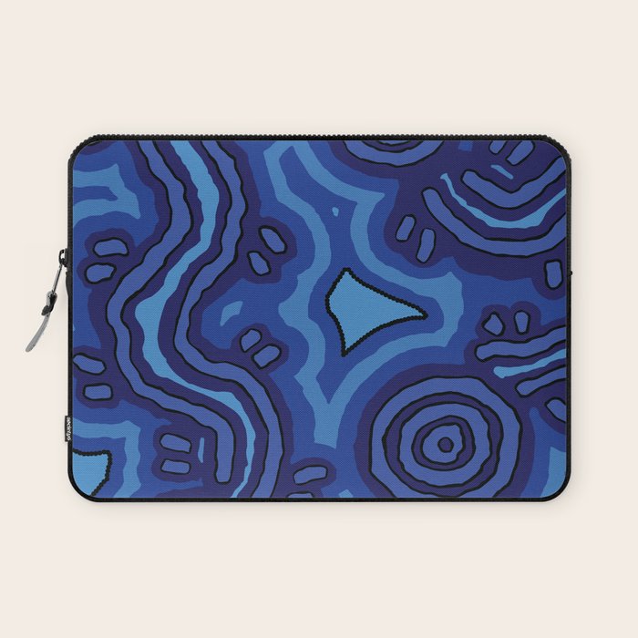 Authentic Aboriginal Art - Blue Campsites Laptop Sleeve Gallery Image 1