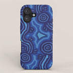 Authentic Aboriginal Art - Blue Campsites iPhone Case Gallery Image 1