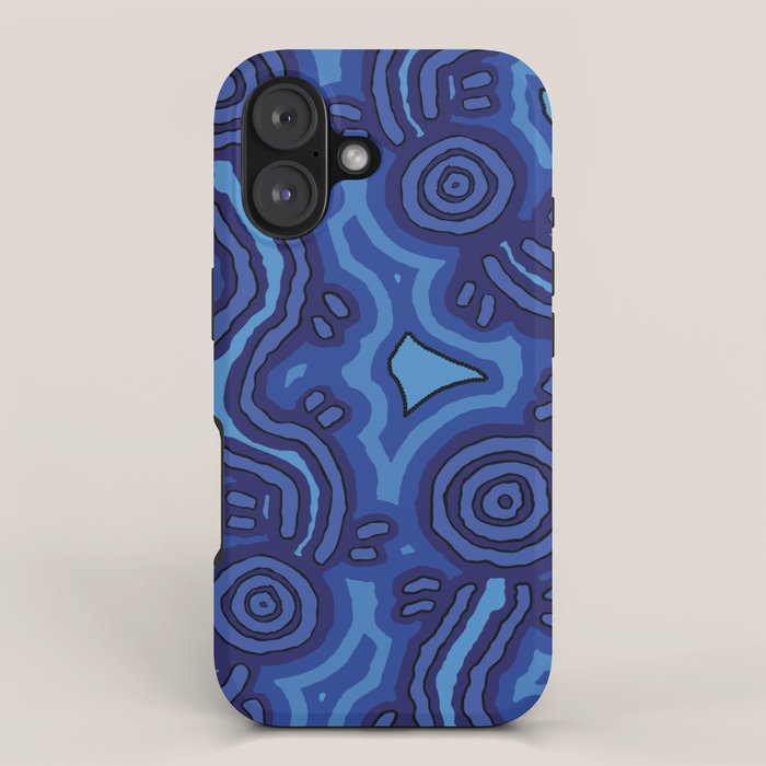 Authentic Aboriginal Art - Blue Campsites iPhone Case Gallery Image 1
