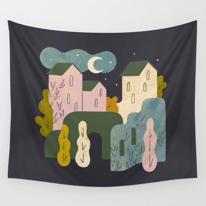 Ancient Village Wall Tapestry Gallery Image 4