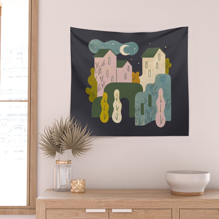 Ancient Village Wall Tapestry Gallery Image 2