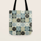 Retro Flowers Check Pattern VI Tote Bag Gallery Image 1