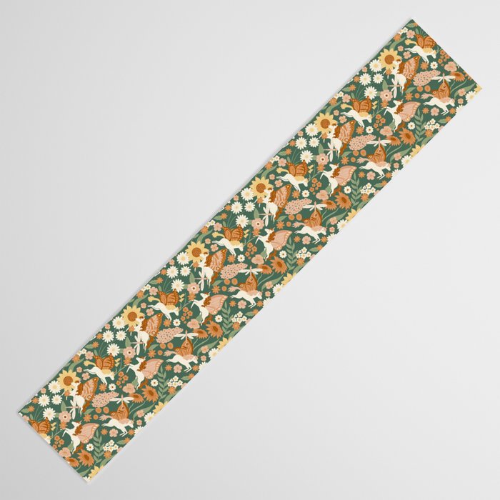 Butterfly Unicorns Frolicking in the Garden - Dark Table Runner Gallery Image 3