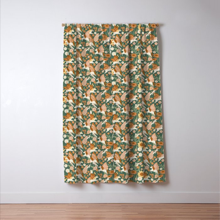 Butterfly Unicorns Frolicking in the Garden - Dark Window Curtain Gallery Image 3