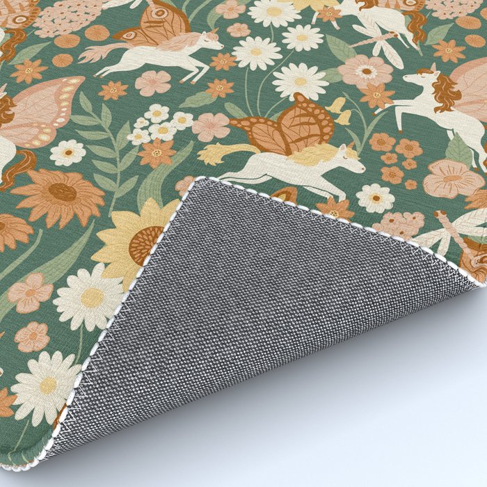 Butterfly Unicorns Frolicking in the Garden - Dark Rug Gallery Image 4