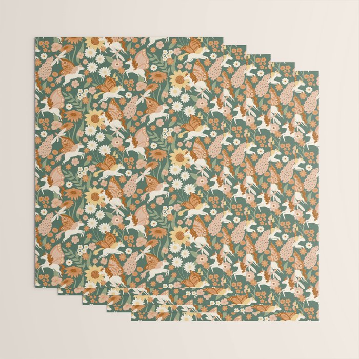 Butterfly Unicorns Frolicking in the Garden - Dark Wrapping Paper Gallery Image 3