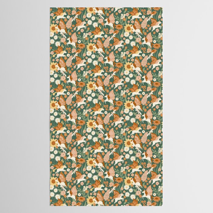 Butterfly Unicorns Frolicking in the Garden - Dark Tablecloth Gallery Image 2