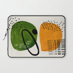 Mid Century Modern Abstract Colorful Art Patterns Olive Green Yellow Ochre Orbit Geometric Objects Laptop Sleeve Gallery Image 1
