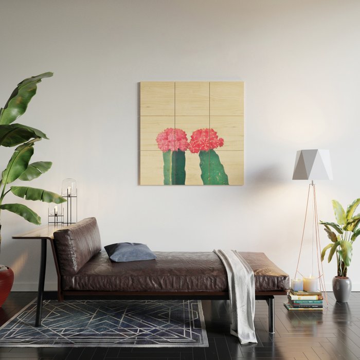 Plaid Cacti Wood Wall Art Gallery Image 2