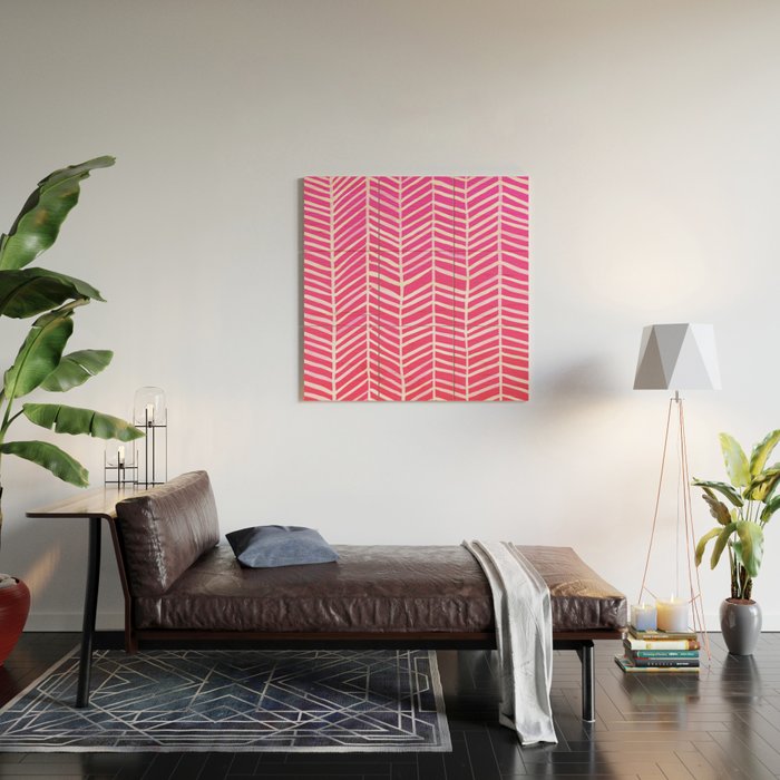 Herringbone - Pink OmbrÃ© Wood Wall Art Gallery Image 2