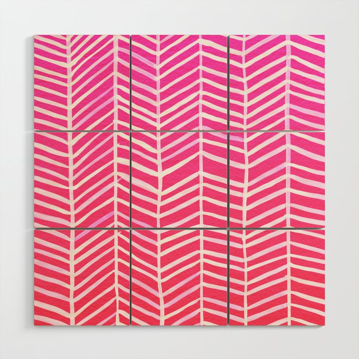 Herringbone - Pink OmbrÃ© Wood Wall Art Gallery Image 1