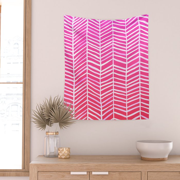 Herringbone - Pink OmbrÃ© Wall Tapestry Gallery Image 2