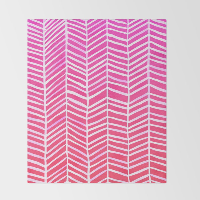 Herringbone - Pink OmbrÃ© Throw Blanket Gallery Image 2