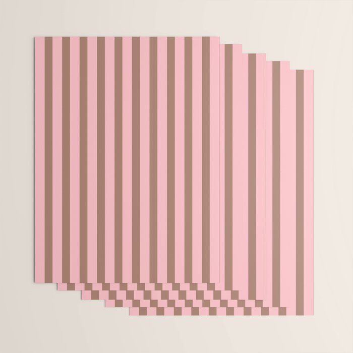 Mocha Brown and Pink Stripes Narrow Vertical Stripe Pattern Wrapping Paper Gallery Image 3