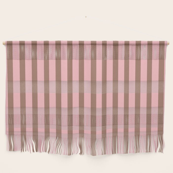 Mocha Brown and Pink Stripes Narrow Vertical Stripe Pattern Wall Hanging Gallery Image 1