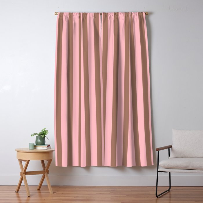 Mocha Brown and Pink Stripes Narrow Vertical Stripe Pattern Window Curtain Gallery Image 5