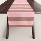 Mocha Brown and Pink Stripes Narrow Vertical Stripe Pattern Table Runner Gallery Image 1