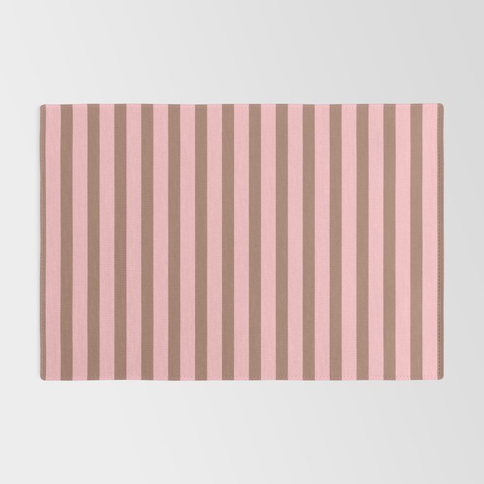Mocha Brown and Pink Stripes Narrow Vertical Stripe Pattern Rug Gallery Image 2
