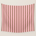 Mocha Brown and Pink Stripes Narrow Vertical Stripe Pattern Wall Tapestry Gallery Image 4