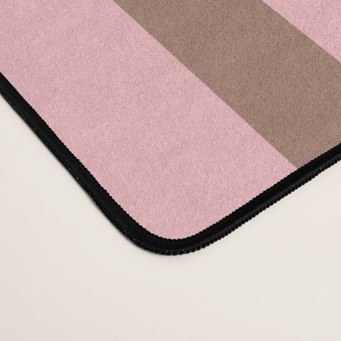 Mocha Brown and Pink Stripes Narrow Vertical Stripe Pattern Desk Mat Gallery Image 4