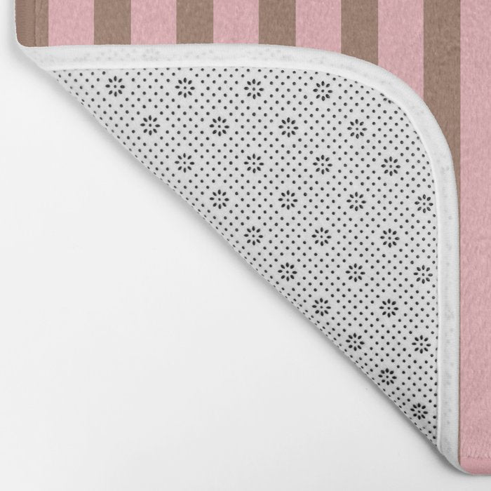 Mocha Brown and Pink Stripes Narrow Vertical Stripe Pattern Bath Mat Gallery Image 2