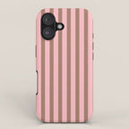 Mocha Brown and Pink Stripes Narrow Vertical Stripe Pattern iPhone Case Gallery Image 1