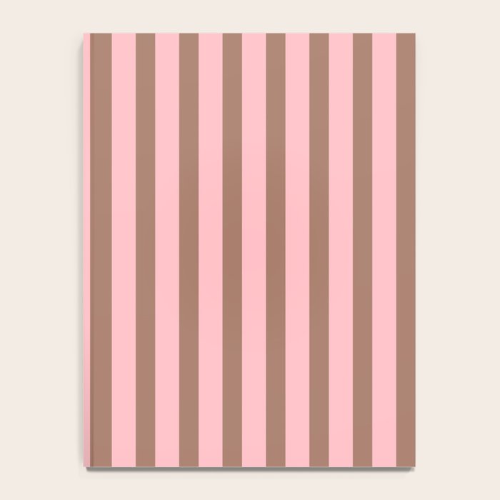 Mocha Brown and Pink Stripes Narrow Vertical Stripe Pattern Notebook Gallery Image 4