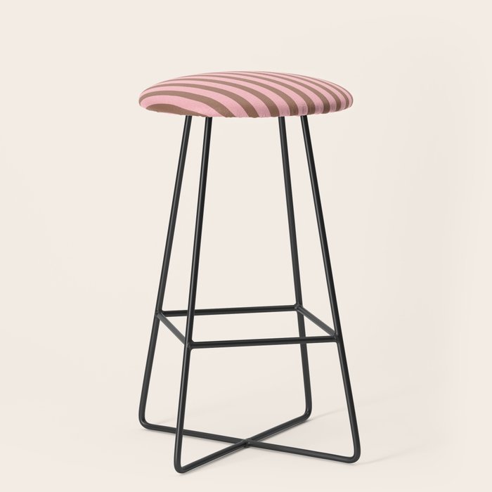 Mocha Brown and Pink Stripes Narrow Vertical Stripe Pattern Stool Gallery Image 1