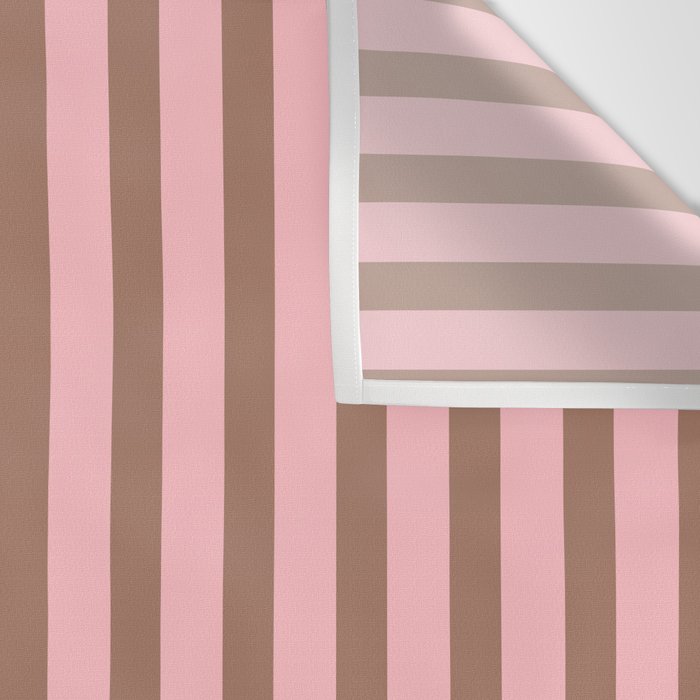 Mocha Brown and Pink Stripes Narrow Vertical Stripe Pattern Wall Tapestry Gallery Image 3