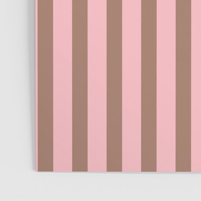 Mocha Brown and Pink Stripes Narrow Vertical Stripe Pattern Poster Gallery Image 3
