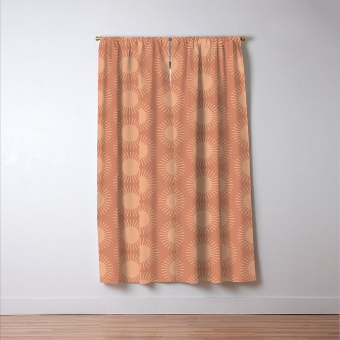 Boho Summer Sun Pattern XII Peach Window Curtain Gallery Image 3