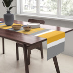 Stripes Abstract, Yellow, Grey, Navy Table Runner Gallery Image 2