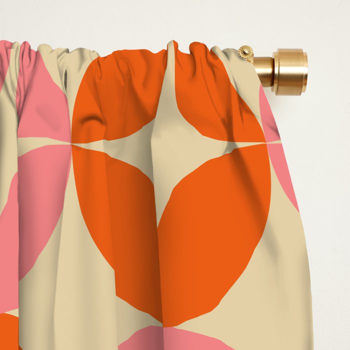Mid Century Modern Pattern in Pink and Orange Window Curtain Gallery Image 2