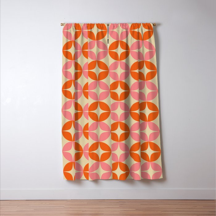 Mid Century Modern Pattern in Pink and Orange Window Curtain Gallery Image 3