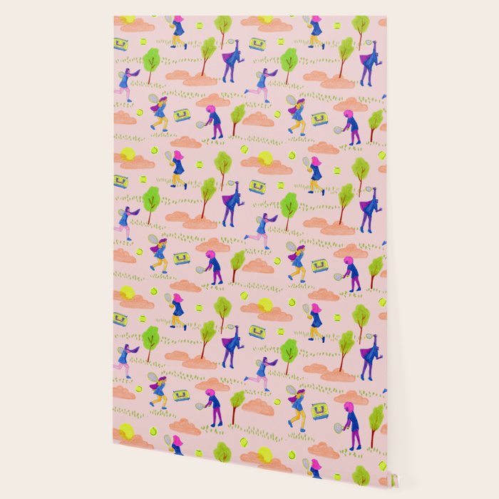 Let's Play Tennis in Peachy Pink Wallpaper Gallery Image 2