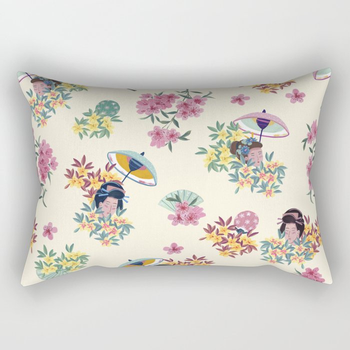 Pastel pink oriental pattern Rectangular Pillow Gallery Image 2