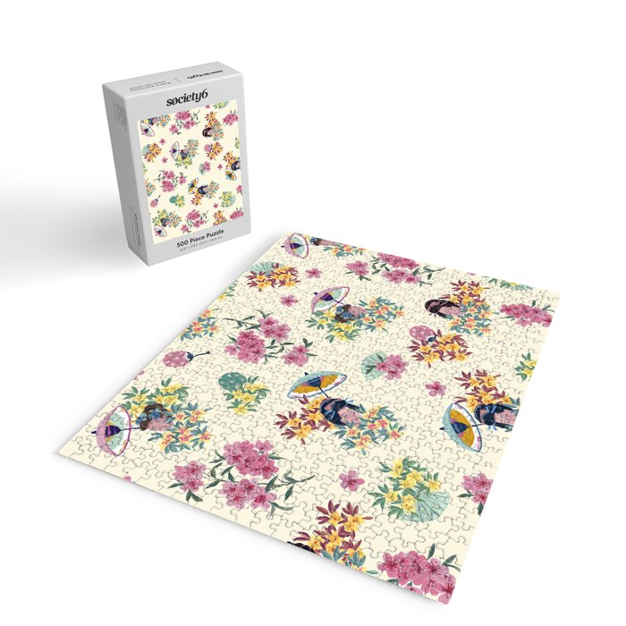 Pastel pink oriental pattern Jigsaw Puzzle Gallery Image 2