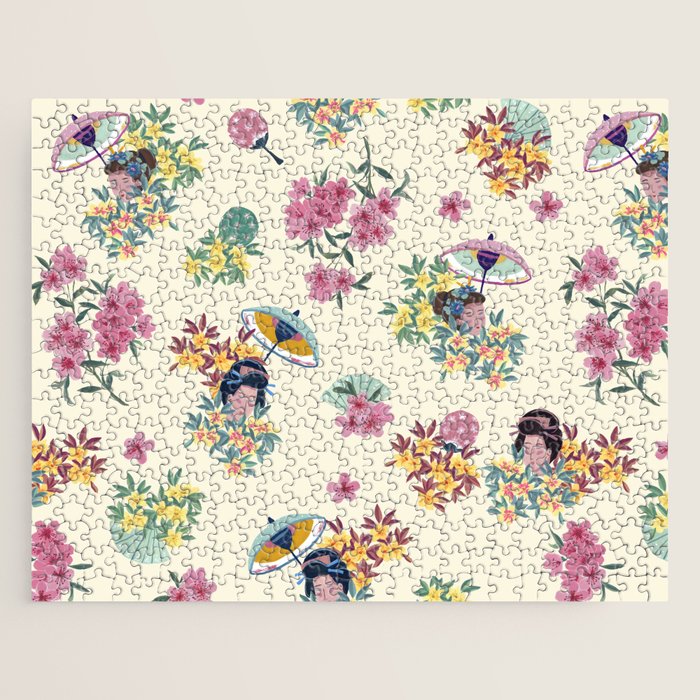 Pastel pink oriental pattern Jigsaw Puzzle Gallery Image 1