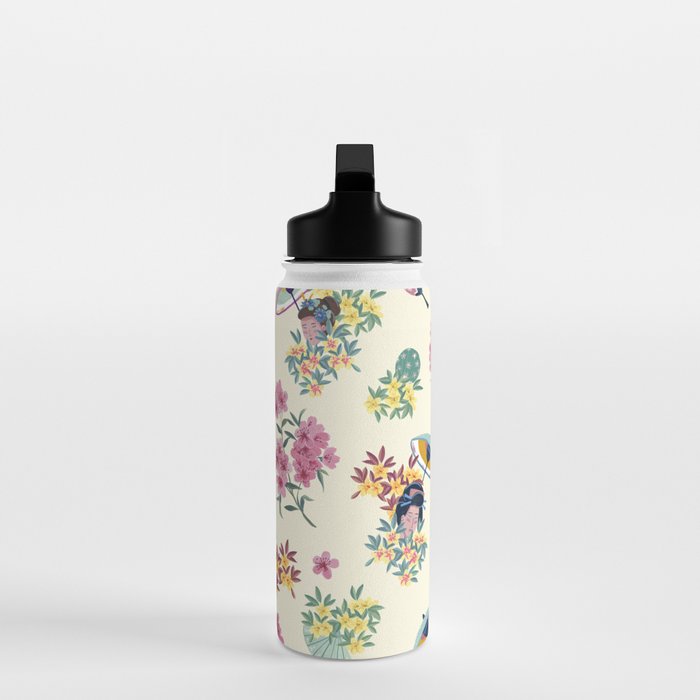 Pastel pink oriental pattern Water Bottle Gallery Image 3