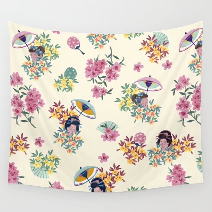 Pastel pink oriental pattern Wall Tapestry Gallery Image 1