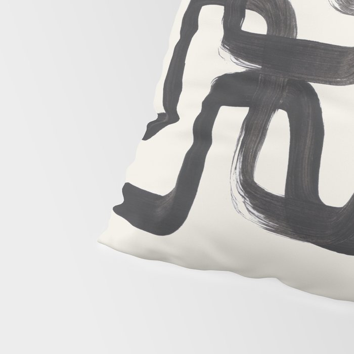 Mid Century Modern Minimalist Abstract Art Brush Strokes Black & White Ink Art Pipe Maze Pillow Sham Gallery Image 4