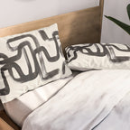 Mid Century Modern Minimalist Abstract Art Brush Strokes Black & White Ink Art Pipe Maze Pillow Sham Gallery Image 2