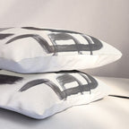 Mid Century Modern Minimalist Abstract Art Brush Strokes Black & White Ink Art Pipe Maze Pillow Sham Gallery Image 3