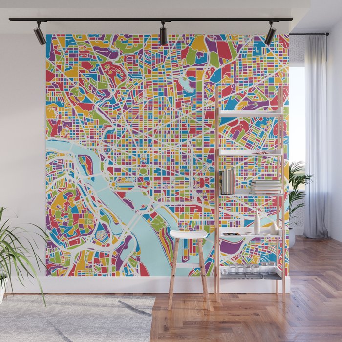 Washington DC Street Map Wall Mural Gallery Image 1