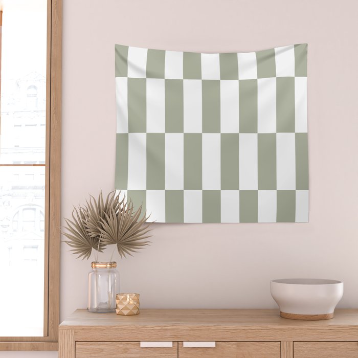 Bars (Pastel Sage) Wall Tapestry Gallery Image 2