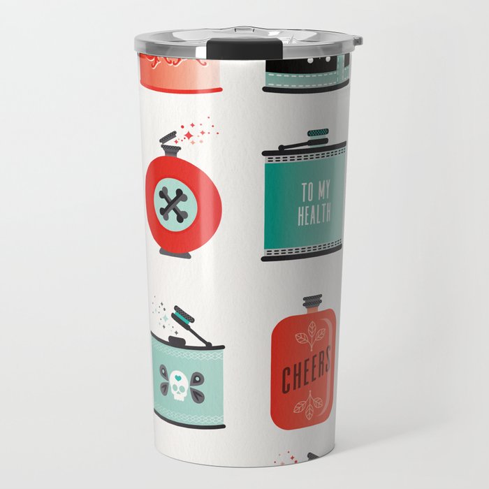 Flask Collection - Red & Turquoise Palette Travel Mug Gallery Image 1