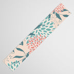 Floral Blooms and Leaves, Peach, Coral and Teal Table Runner Gallery Image 3