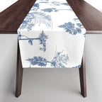 Toile de Jouy Vintage French Navy Blue & White Pastoral Table Runner Gallery Image 1